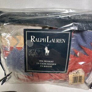 Vtg Ralph Lauren Rio Grande Bedskirt Dust Ruffle Multicolor Southwestern Cotton